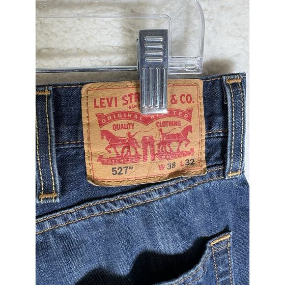 Levis 527 Jeans Mens 38x32 Blue Denim Bootcut Low Rise Slim Cowboy Y2K - Picture 14 of 16